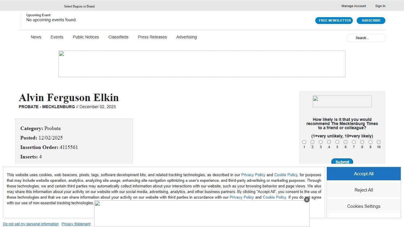 Public Notice Search Detail Mecklenburg Times: News for Mecklenburg, Union and Iredell counties