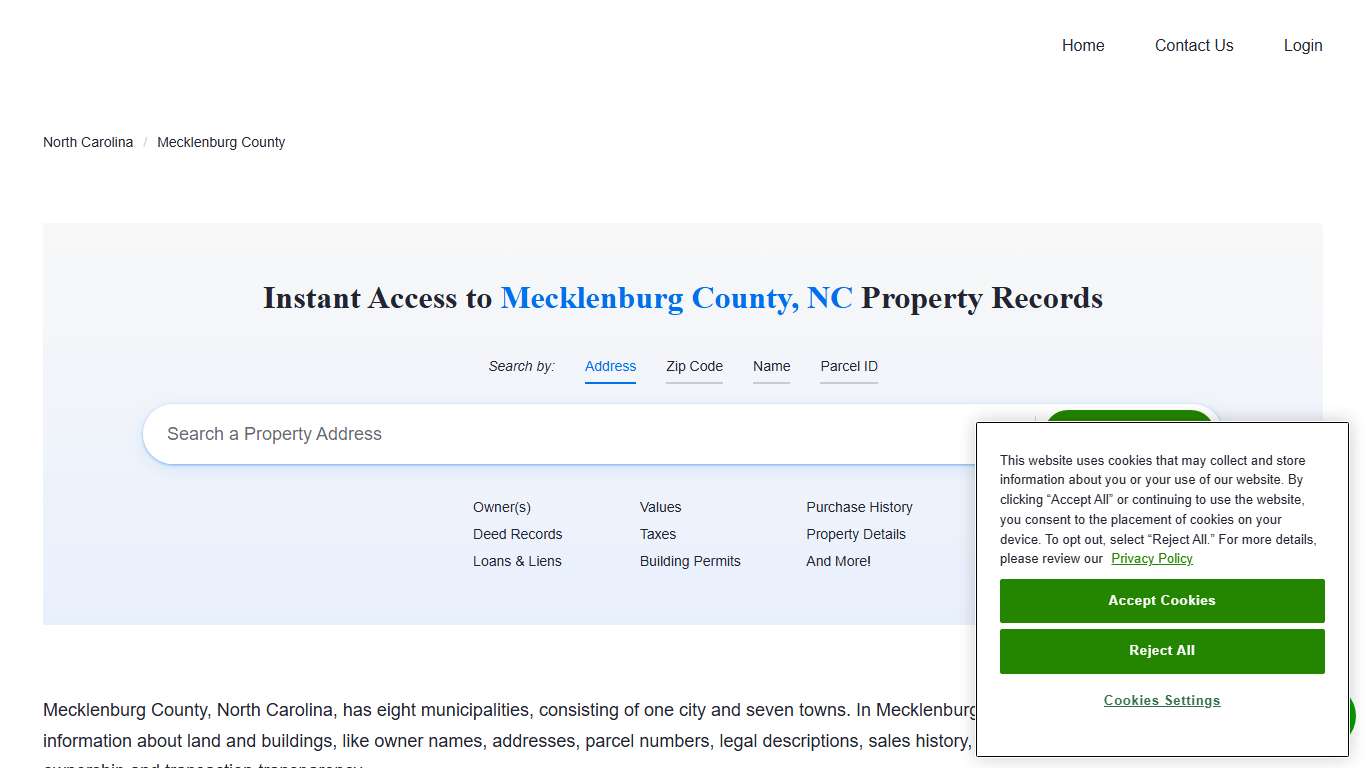 Mecklenburg County, NC Property Records Owners, Deeds, Permits