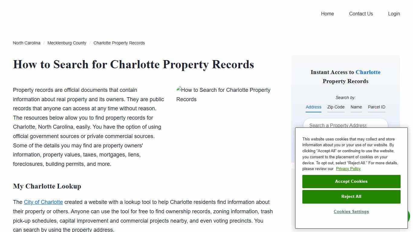 Charlotte, NC Property Records Search
